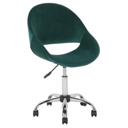 Bürostuhl Samtstoff Grün mit leichtgängigen Laufrollen in Retro Stil