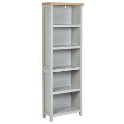 Bücherregal Grau und Heller Holzfarbton Faserplatte mit 5 Fächern Hoch Rustikal Landhausstil Multifunktional Wohnzimmer Schlafzimmer Flur Diele