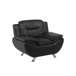 Sessel Schwarz Kunstleder Metall Dicke Armlehnen Wohnzimmer Salon