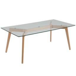 Couchtisch Transparent Braun 60 x 120 cm Glas Holzgestell Rechteckig Modern