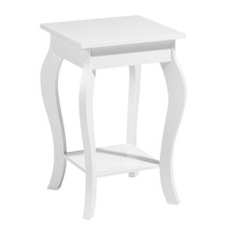 Couchtisch Weiß 38 x 38 cm Geschwungene Beine Matt Multifunktional Quadratisch Klassisch