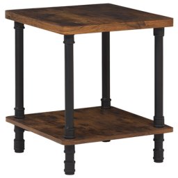 Beistelltisch Braun/ dunkler Holzfarbton/Schwarz aus Spanplatte/ Metall 48 x 48 cm Vielseitig Multifunktional Wohnzimmer Modernes Design