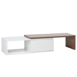 TV Möbel Dunkler Holzfarbton Weiß MDF Platte 2932 x 110159 x 40 cm Modern Elegant Glamourös Schick Praktisch Wohnzimmer