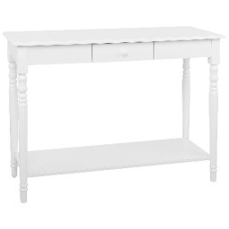 Konsolentisch Weiß 40 x 102 cm MDF-Platte 1 mittig gelegene Schublade Dekorative Beine Glänzend Gefärbt Rechteckig Landhausstil