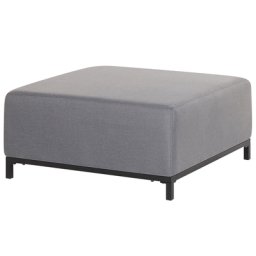 Ottomane Grau / Schwarzes Gestell Polsterbezug quadratisch Indoor & Outdoor Wohnzimmer Salon Balkon Terrasse