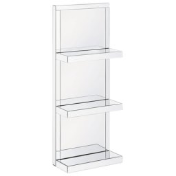 Wandregal Silber Glas mit 3 Böden rechteckig Spiegeleffekt Modern Glamourös Badezimmer Wohnzimmer Schlafzimmer Wanddekoration