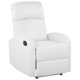Fernsehsessel Weiß Kunstleder verstellbar Weiße LED-Beleuchtung USB-Port Modern Wohnzimmer Salon