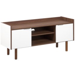 TV-Möbel TV-Lowboard dunkler Holzfarbton/weiß MDF-Platte Skandinavisch