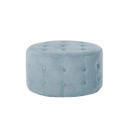 Hocker Grau Samtstoff Knopfversteppung Rund Modern/Elegant