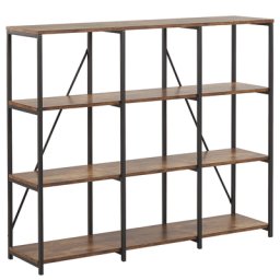 Regal Schwarz / Dunkler Holzfarbton aus Spanplatte / Metall 102 x 120 x 30 cm Industrieller Stil 3 Fächer Viel Stauraum Praktisch Wohnzimmer
