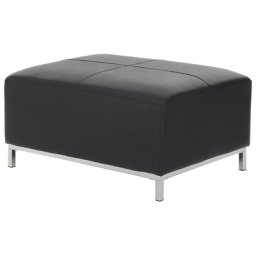 Ottomane Schwarz Leder Metallbeine für Wohnzimmer Retro/Modern