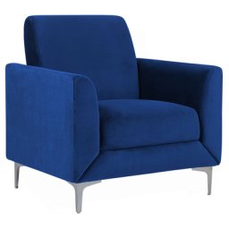 Sessel Blau Samtstoff Metall Retro Stil