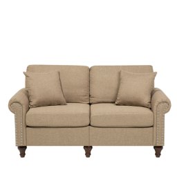 Sofa Dunkelbeige Polsterbezug 2-Sitzer Retro Glamourös Zierkissen Wohnzimmer