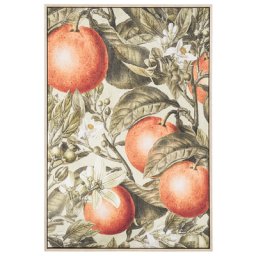 Leinwandbild Orange Grün Stoff Canvas MDF-Platte 63x93 rechteckig mit Schattenfugenrahmen Orangen mit Zweigen Modern Wohnzimmer Schlafzimmer