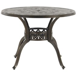 Gartentisch Dunkelbraun Aluminium Rund Retro-Optik Bistro Gartenmöbel