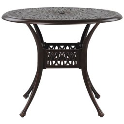 Gartentisch dunkelbraun Aluminium runde Form Bistro Retro-Optik
