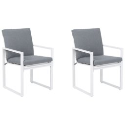 Gartenstühle 2er Set Grau Aluminium mit Armlehnen inkl. Auflage Terrasse Balkon Outdoor