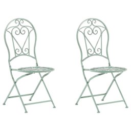 Gartenstuhl grün Metall 2er Set zusammenklappbar Balkon Terrasse Garten romantisch