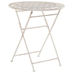 Gartentisch Beige Metall Rund Klappbar Balkon Terrasse Garten Romantisch