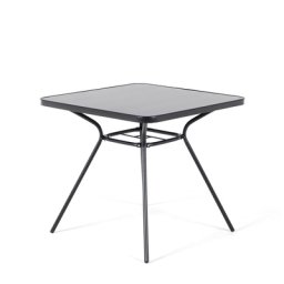 Gartentisch Schwarz Sicherheitsglas Stahl 80x80 cm Quadratisch Balkon Terrasse