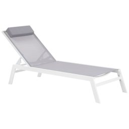 Gartenliege Grau Aluminium Polyester Kopfkissen Terrasse Modern