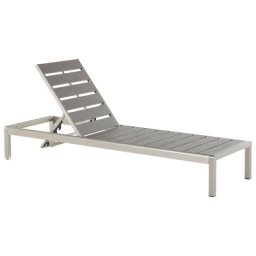 Gartenliege Grau Silber Kunstholz Aluminium Verstellbar Modern Terrasse Balkon