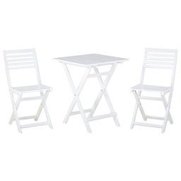 Balkonset weiß Akazienholz 2 Personen