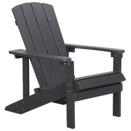 Gartenstuhl Dunkelgrau Kunstholz breite Armlehnen Muskoka Adirondack Stil Terrasse Outdoor