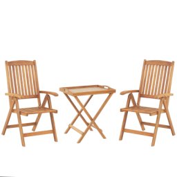 Balkonset 2er Set Hellbraun Akazienholz Verstellbar Rustikal Gartenmöbel Gartenmöbel Set