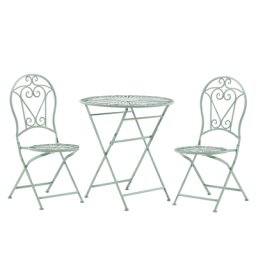 Bistroset grün Metall 2er Balkon Terrasse Zusammenklappbar Garten romantisch