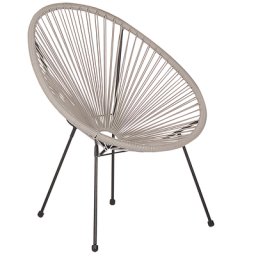 Balkonstuhl Hellgrau Polyrattan Spaghetti-Optik Modern Mexikanischer Stil Outdoor Balkon Terrasse Garten Möbel