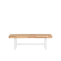 Bank Braun / Weiß aus Akazienholz weiße Beine rustikal Indoor Outdoor