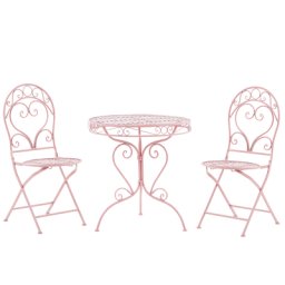 Bistroset rosa Metall 2er Balkon Terrasse Garten romantisch