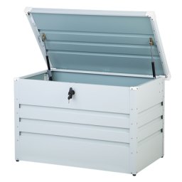 Auflagenbox hellgrau Metall 100x62 cm Garten Terrasse