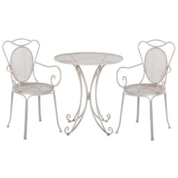 Bistroset grau Metall 2er Balkon Terrasse Garten romantisch