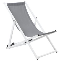 Liegestuhl Weiß Grau Aluminium Textil Balkon Garten Terrasse Modern