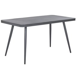 Gartentisch Grau Aluminium 140x80 cm für 4 Personen Glasplatte in Steinoptik rechteckig Outdoor Terrasse Balkon Möbel