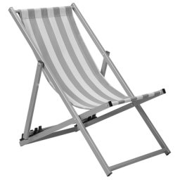 Liegestuhl Grau Weiß Aluminium Textil Balkon Garten Terrasse Modern