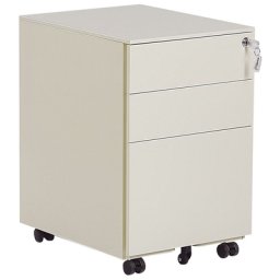 Aktenschrank Hellbeige Metall auf Rollen mit 3 Schubladen abschließbar Multifunktional Wohnzimmer Büro Arbeitszimmer Schlafzimmer Diele