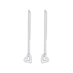 Elli Elli Ohrringe Durchzieher Herz Basic 925 Silber Damen