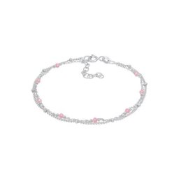Elli Elli Armband Kugel Kettchen Rosa Quarz Perlen Layer 925 Silber Armbänder & Armreife Damen