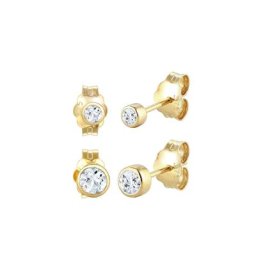 Elli PREMIUM Elli PREMIUM Ohrringe 2er Basic Stecker Set Topas Edelstein 375 Gelbgold Damen