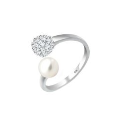 Elli Elli Ring Statement Perle Kristalle 925 Silber Ringe Damen