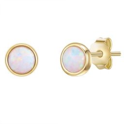 Glanzstücke München Ohrstecker Sterling Silber Opal (synth.) in Gelbgold Ohrringe Damen