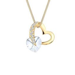 Elli Elli Halskette Herz Love Rosa Kristalle 925 Silber Ketten Damen