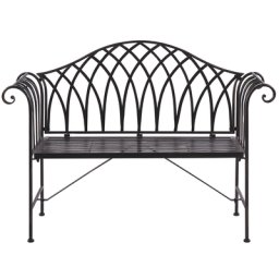 Gartenbank Metall Schwarz Breite 130 cm für Terrasse für Garten für Balkon