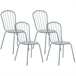 Gartenstuhl 4er Set Hellblau Metall Modern-Optik Gartenmöbel Terrasse Garten Patio