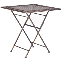 Gartentisch Schwarz Metall Quadratisch Klappbar 70 x 70 cm Balkon Terrasse Garten Romantisch