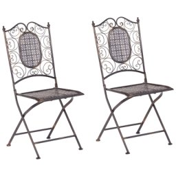 Gartenstuhl schwarz Metall 2er Set zusammenklappbar Balkon Terrasse Garten romantisch