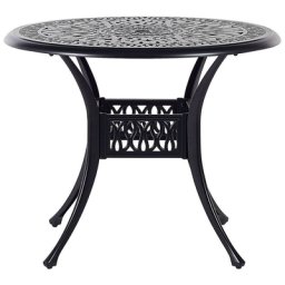 Gartentisch schwarz Aluminium runde Form Bistro Retro-Optik